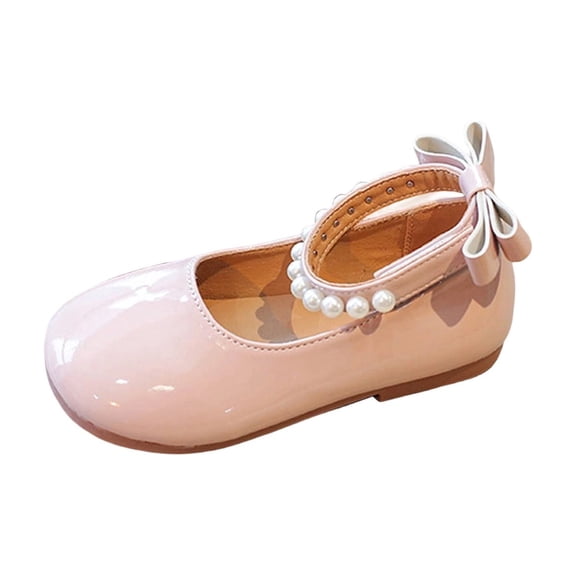 Gtoiithly Elegant Girls Sandals with Classic Bow and Pearl for Dressy Everyday Wear Stylish Flat Walking Footwear for Little Girls RD2 8-9 Years