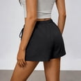 thumbnail image 5 of MaFYtyTPR Women's Elastic Waist Shorts Cotton Linen High Waisted and Wide Legged Solid Color Shorts A-Black L, 5 of 6