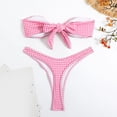 thumbnail image 4 of Gibobby Conjunto de Bikini Conjunto de bikini bandeau con estampado floral para mujer Traje de baño de corte sin tirantes con en la parte delantera Traje(Rosa,CH), 4 of 5