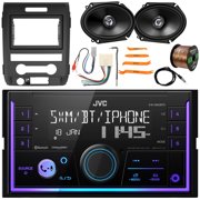 JVC KW-X850BTS Double DIN Bluetooth USB/AUX AM/FM Radio Digital Media Car Stereo Receiver w/ Install Kit, 2x 6x8" 300W Max 2-Way Speakers, Wiring Harness, Antenna Adapter, Antenna, Wire, Pry Tool Set