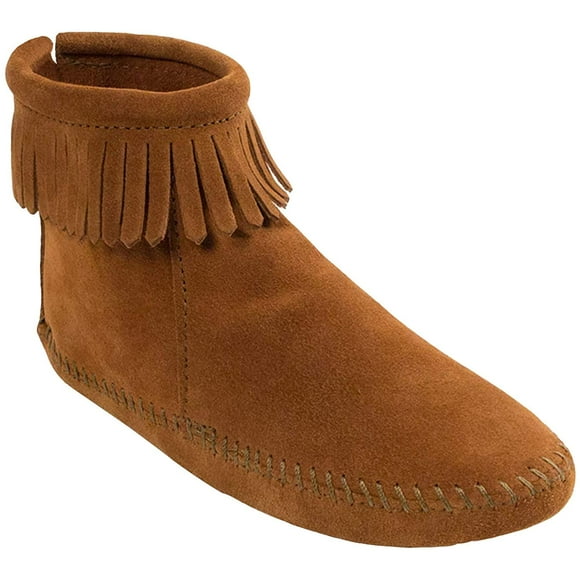Minnetonka Women's Back Zipper Bootie,Softsole Brown,6 M US