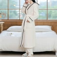 thumbnail image 3 of Wiyuqeen Womens Long Fleece Robe with Hood Warm Soft Anke Length Flannel Bathrobes for Winter Thicker Long House Coat with Pockets, 3 of 5