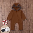 thumbnail image 4 of Newborn Baby Bear Fleece Snowsuit Romper Hooded Cute Baby Costume Clothes Newborn Boy Clothes for Boys 6-12 Months, 4 of 9
