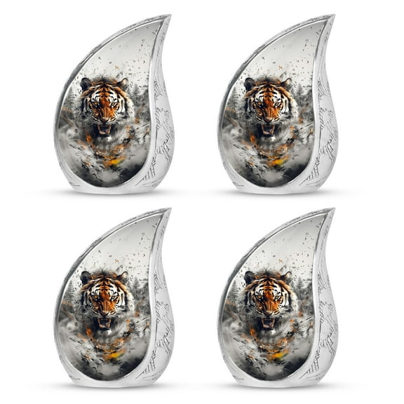 Tiger White Urn - Small Urns For Human Ashes Keepsake - Urn For Human Ashes Adult Man - Burial Urns For Human Ashes - Urn For Ashes For Women - Cremation Urns For Ashes - Mini Urn Set Of 2 Pcs 3 Inch
