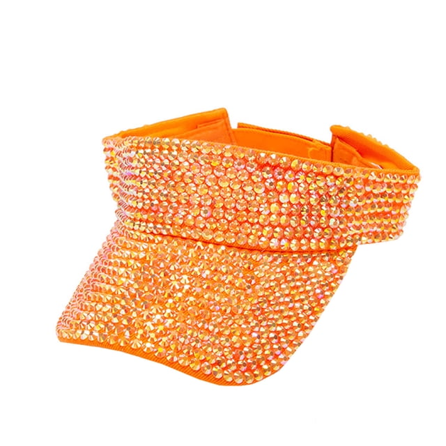 GDREDA Summer Baseball Caps Bling Rhinestones Sport Hats Adjustable Summer Cap Visor Caps Unisex,Orange