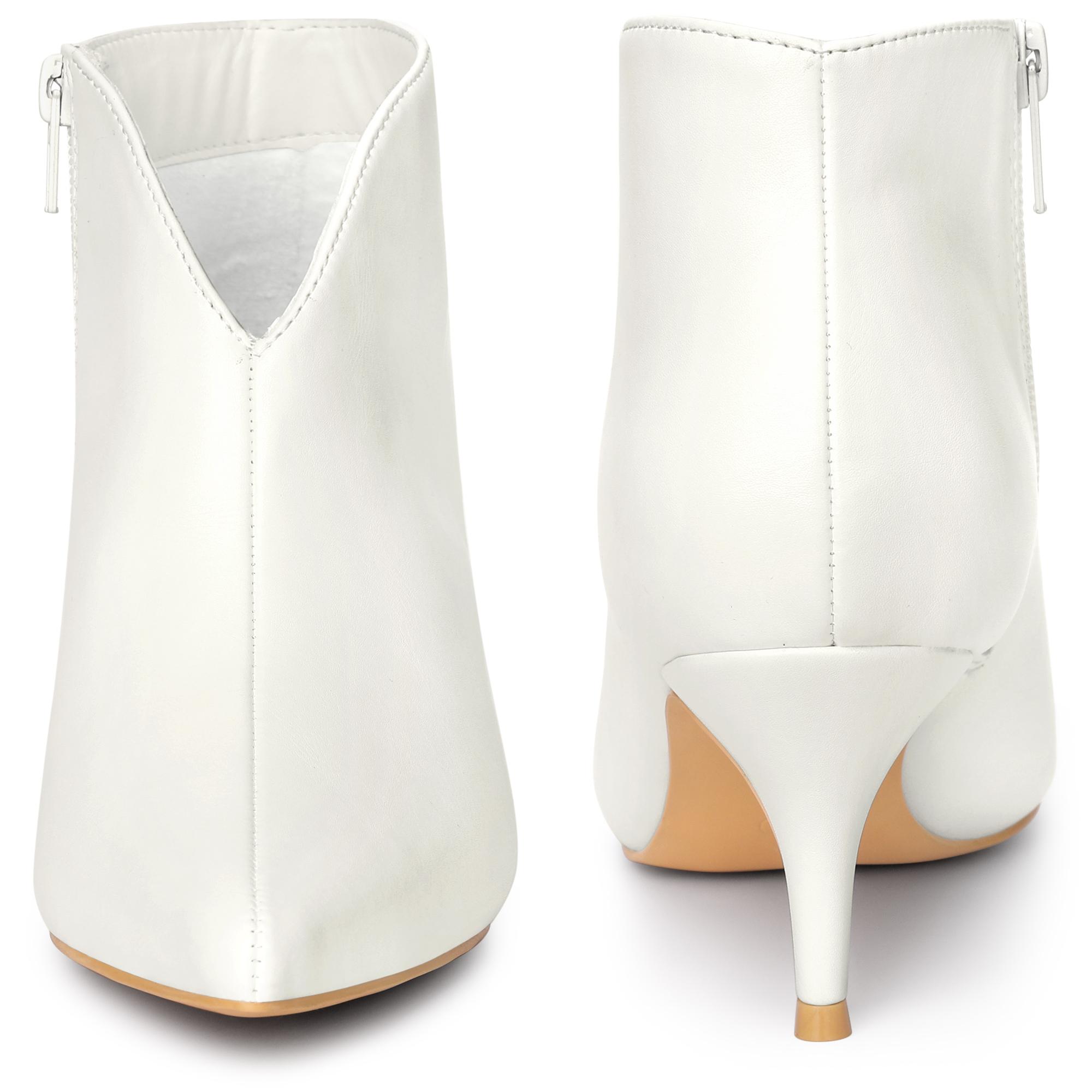 DARING DIVA Women's Pointed Toe V Cutout Stiletto Heel Ankle Booties White US 7