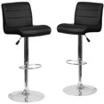thumbnail image 1 of 2 Pk. Contemporary Black Vinyl Adjustable Height Barstool with Rolled Seat and Chrome Base, 1 of 8