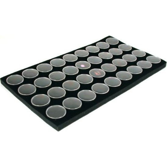 Gemstone Gem Jar Inserts 24 50 Jars 36 6 6 Black Wood Display Trays w/ 