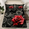 thumbnail image 2 of Erosebridal Black and Red Rose Twin Bed Sheets Romantic Floral Sheet Set,3D Roses Bedding Set for Women Bedroom,Wedding Valentines Day Decorations Blossom Flower Bed Set, 2 of 5