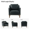 thumbnail image 5 of Upholstered Accent Chair Faux Leather Armchair Set of 2 Removable Cushion Lounge Sofa Nailhead Trims Solid Wood Legs Living Room Navy, 5 of 7