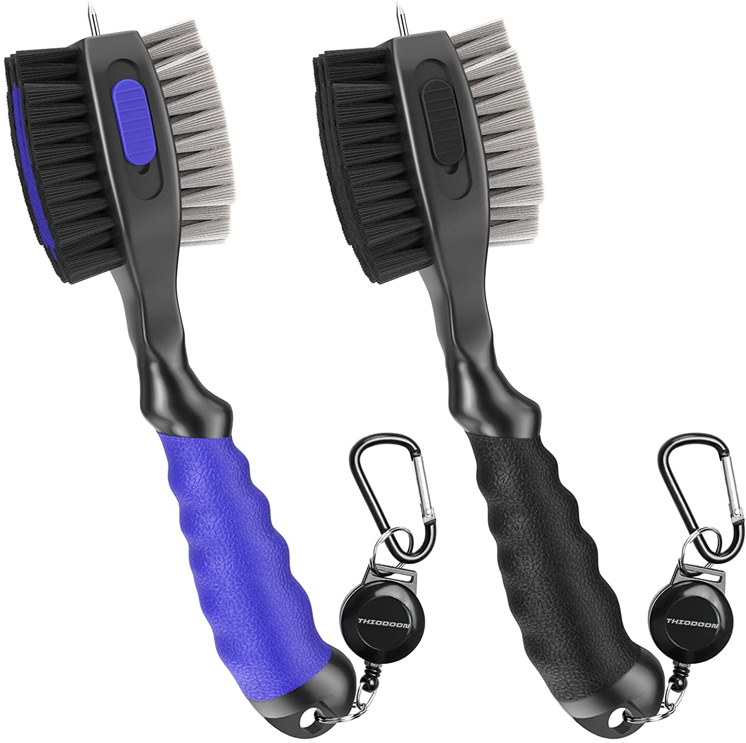 2 Pack Golf Club Brush and Groove Cleaner 2 ft Retractable Zipline