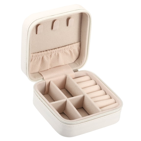 Uxcell Travel Jewelry Case Small Jewelry Organizer Portable Mini Jewelry Box to Store Rings Earrings Necklaces, White