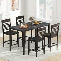 Gymax 5 PCS Counter-Height Dining Table Set for 4 Square Kitchen Table & 4 Bar Chairs