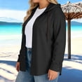 thumbnail image 4 of Lmnyox Plus Size Jacket for Women Lightweight Button Down Hooded Shirt Jacket Fashion Casual Hoodies Spring Outerwear, 4 of 7
