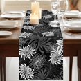 thumbnail image 3 of Black Grey Flowers Burlap Cotton Table Runner 18x72 Inches Long, Modern Abstract Blooms Floral Farmhouse Table Runners, Outdoor Dining Tablecloths Decor for Baby Shower/Party/Wedding, 3 of 8