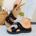 thumbnail image 7 of Hurxie Wedge Sandals for Women Dressy: Comfortable Walking Summer Low Platform Ankle Strap Open Toe Casual Dressy Women Flat Sandal Black 7, 7 of 7