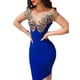 thumbnail image 4 of Mujer Slim Fit vestido dorado cuello V profundo cintura alta lápiz vestido para banquetepangjing, 4 of 4