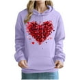 thumbnail image 2 of mihongmao V-Day Love Print Pullover Hoodie for Women's Printed Off Shoulder Sleeves Long Sleeved Hooded Sweatshirt Purple 2X, 2 of 5