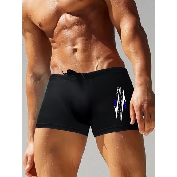 Black Color Mens Swim Short Beach Short for Men Swimming Bathing Suits Swimwear Surfing Printing Summer Fun Swim Trunks Beachwear
