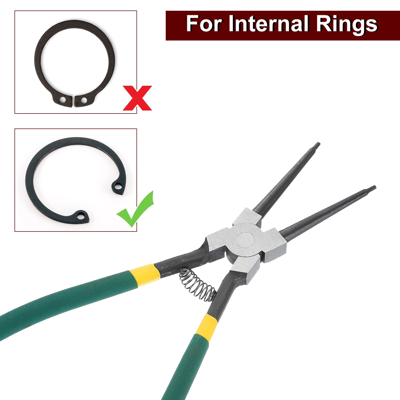 Uxcell 13-Inch Snap Ring Plier Heavy Duty Internal Circlip Pliers Straight Jaw for Ring Remover Retaining