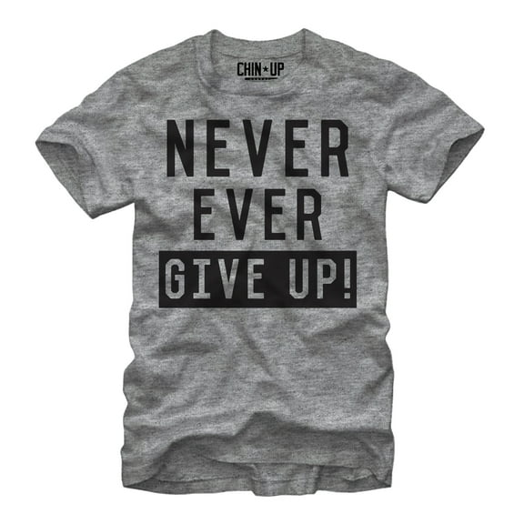 Women's CHIN UP Never Ever Give Up Boyfriend Graphic Tee Athletic Heather Large