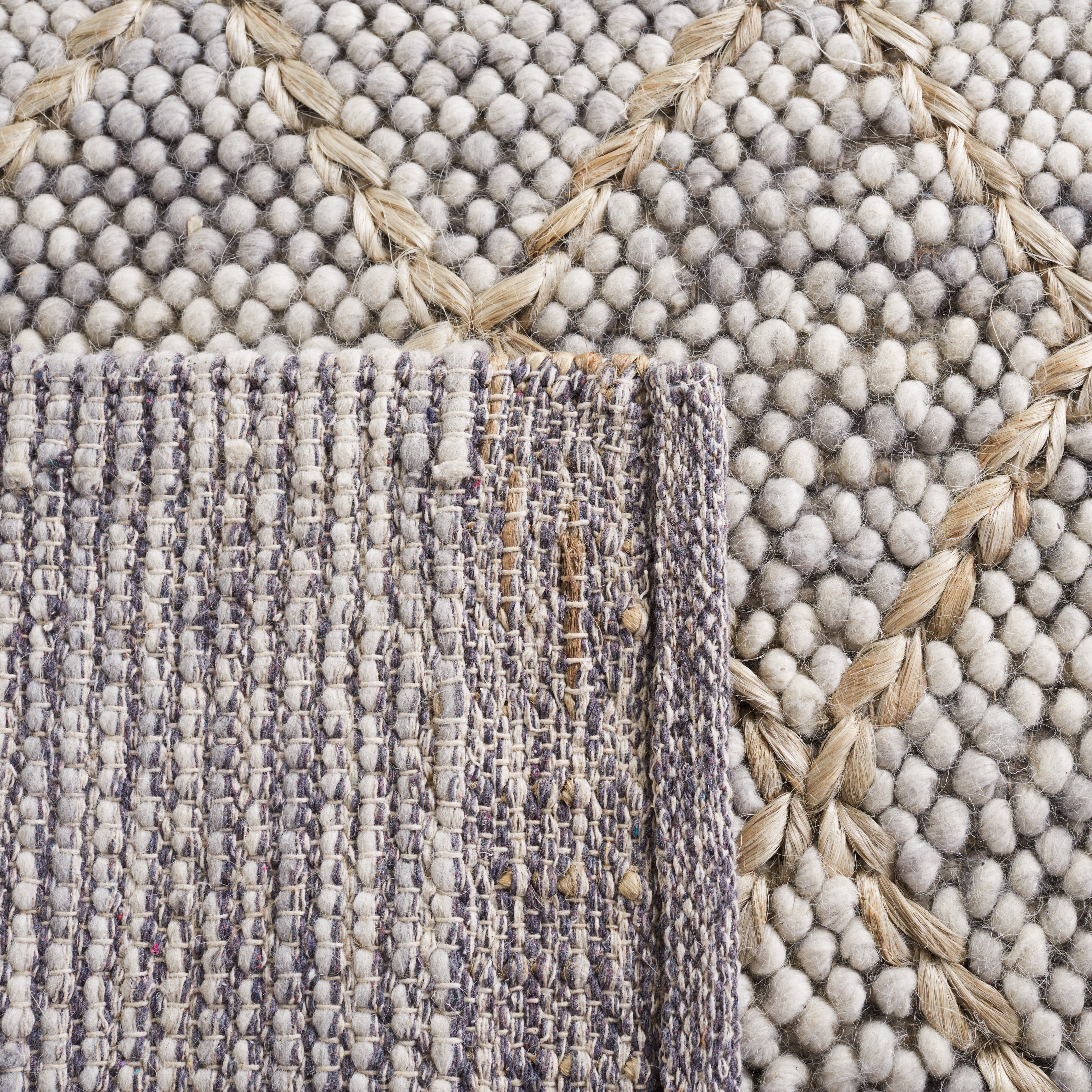 SAFAVIEH Natura Glenn Diamond Runner Rug, Light Grey/Natural, 2'3" x 13'