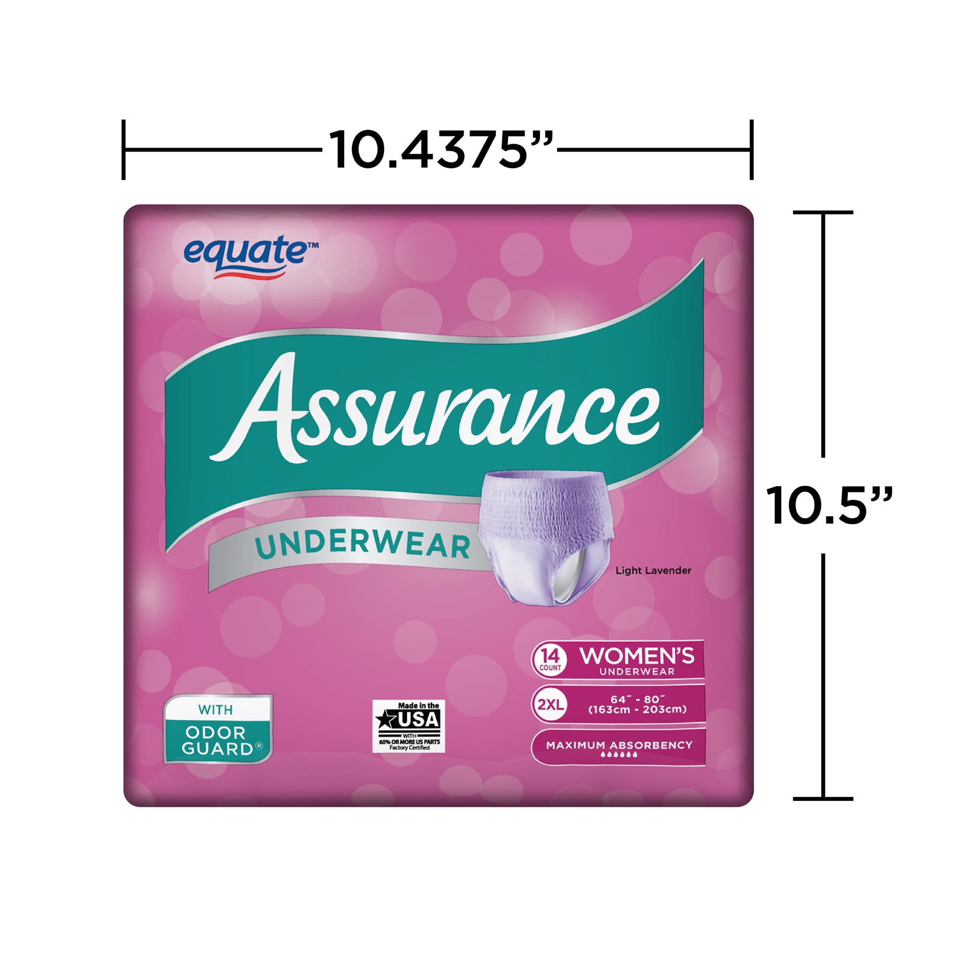 Assurance Underwear, Women's, Size 2XL, 14 Count