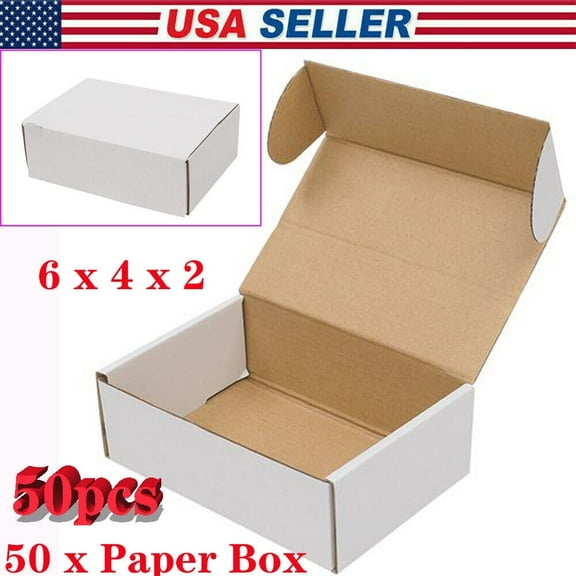 Best 50 Pack 6x4x2" Shipping Boxes Corrugated Boxes, Small Recycled Shipping Corrugated Boxes Mailers, Sturdy Kraft Corrugated Cardboard Boxes for Shipping and Mailing