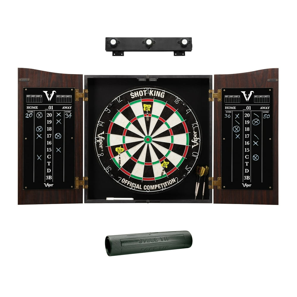 Viper Vault with Shot King Sisal Dartboard, Padded Dart Mat