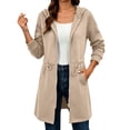 thumbnail image 5 of Turilly Women Long Zip Up Hooded Sweatshirt, Soft Fleece Cinch Waist Oversized Hoodie Coat Long Sleeve With Pockets Casual Loungewear, 5 of 6