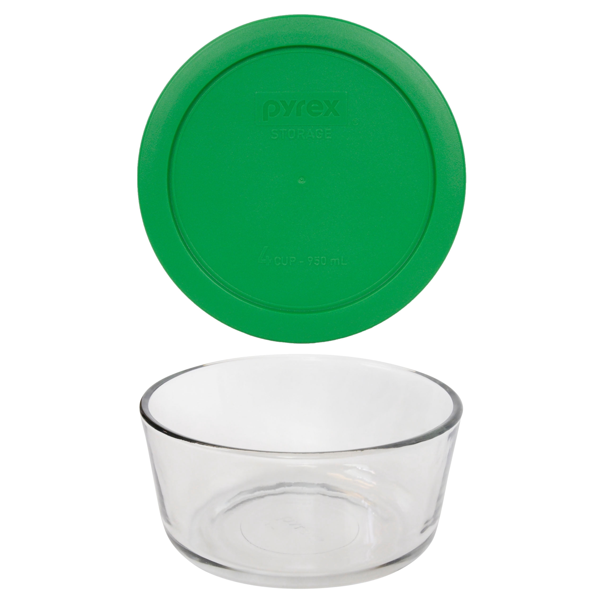 Pyrex 7201 4Cup Glass Food Storage Bowl and 7201PC Clover Green