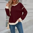 thumbnail image 5 of safuny Women Crewneck Casual Pullover Tops Lightweight Long Sleeve Shirts Loose Sweatshirts Fall Out s Wine _j L, 5 of 9