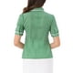 thumbnail image 3 of BLUSA DE LUNARES PARA MUJER INSPIRE CHIC CON CUELLO PETER PAN Y MANGA ABULLONADA, CAMISA VINTAGE TALLA M VERDE, 3 of 6