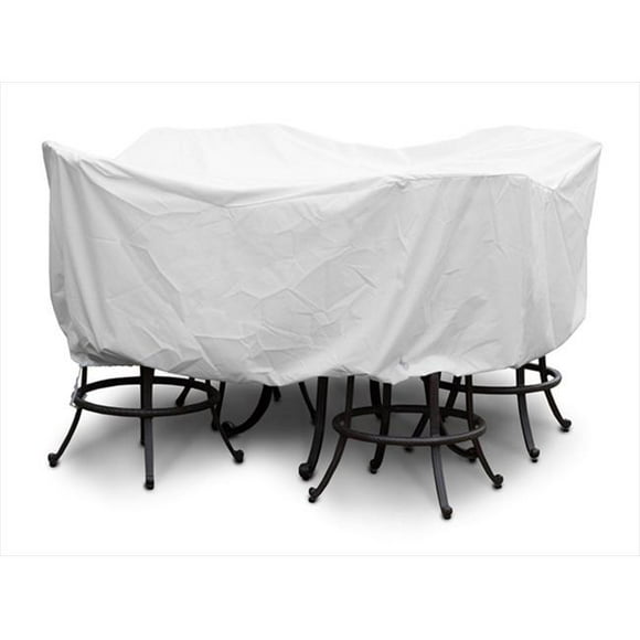 KoverRoos 15251 Weathermax Large Bar Set Cover with umbrella hole&#44; White - 84 Dia x 40 H in.