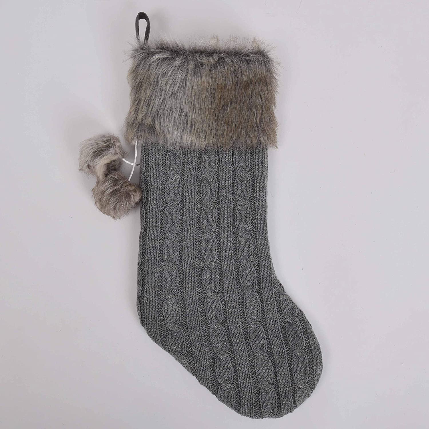 Chunky Cable Knit Body, Luxury Faux Fur Cuff,Whimsical Pompoms