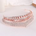 thumbnail image 2 of Nvzi Tiara de boda para novia, diadema de princesa, corona de novia, joyería para el cabello con diamantes de imitación de cristal,graduación, boda, fiesta de disfraces (rosa), 2 of 4