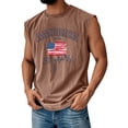 thumbnail image 2 of Men's Crew Neck Muscle Tee with Arched "America Est 1776" and Handwritten "250 Years" Graphic, Soft Cotton Blend for Daily Wear or Gym Sessions Light Brown M, 2 of 4