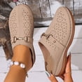 thumbnail image 3 of Rokment Women's Orthopedic Clogs and Mules Fashion Comfortable Leather Closed Toe Platform Wedges Slip on Mid Heels Dress Slides Sandals for Woman Beach Summer Beige Size 6, 3 of 8