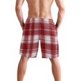 thumbnail image 3 of Dailycode Men's Quick Dry Swim Trunks Beach Shorts Casual Summer Board Shorts with Pockets, Red and White Plaid, 3 of 8
