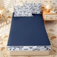 thumbnail image 4 of Erosebridal Vintage Blueprint Fossil Zipper Queen Comforter Set with Fitted Sheet and 2 Pillowcases,Dino Skull Bone Zipper Bedding Set,Navy White,4 Pieces,Navy Blue Reversible, 4 of 6