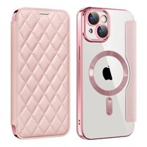 ShellTech Compatible with iPhone 15 Plus 6.7" Wallet Case, Magnetic Case with RFID Blocking Credit Card Holder, Personalized Leather Textured Flip Phone Casefor iPhone 15 Plus,Pink