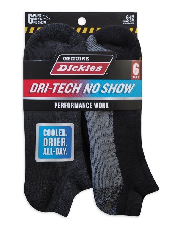 Men's Dri-Tech No Show Socks, 6-Pack, Shoe Size 6-12