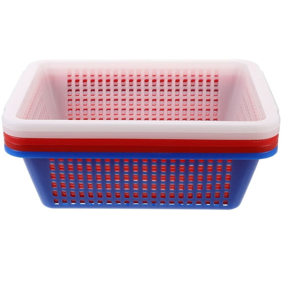 WRITWAA 5Pcs Lightweight Plastic Vegetable and Fruit Drain Baskets for Kitchen