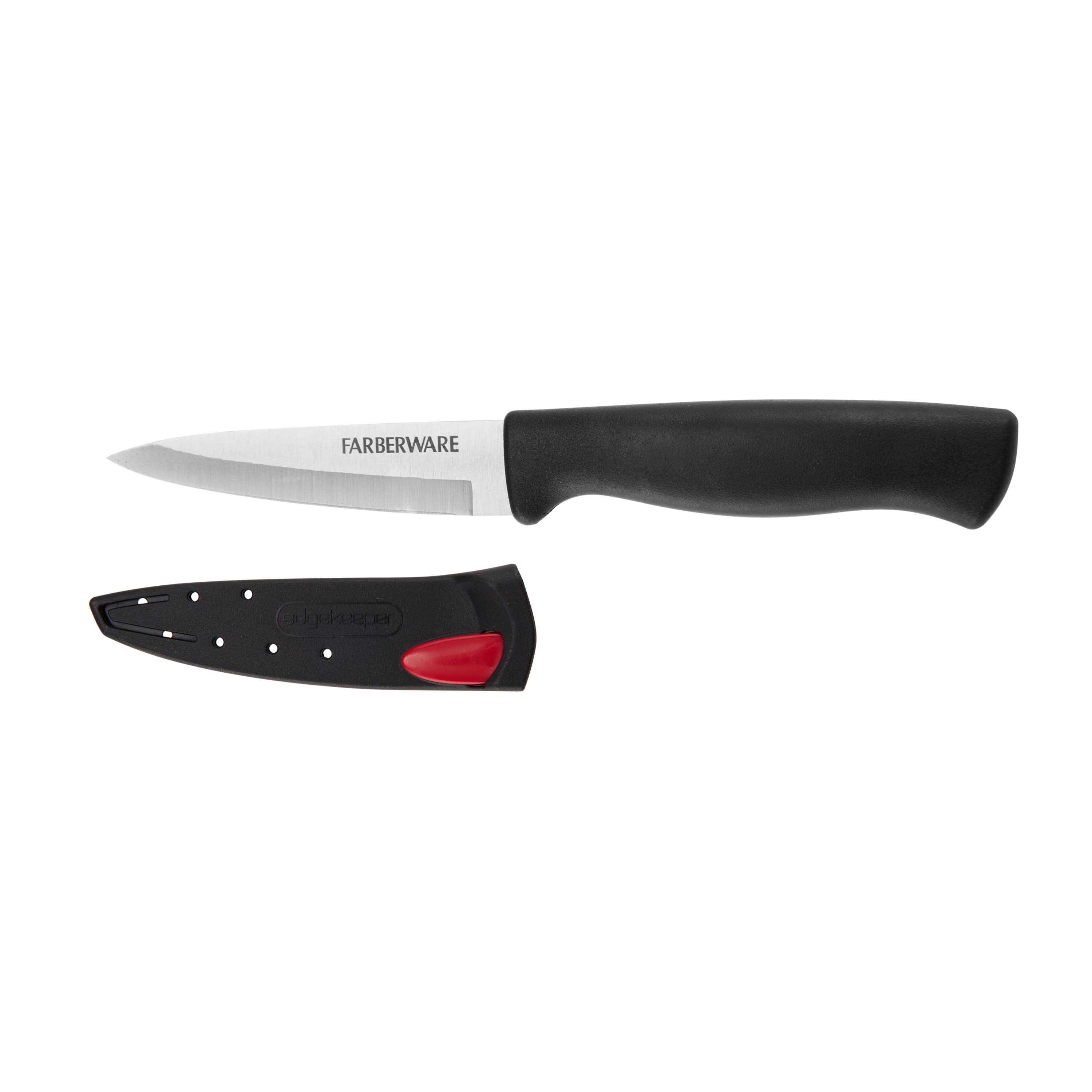 (2 pack) Farberware Edgekeeper 3.5 in Paring Knife with Black Self-Sharpening Sleeve and Handle