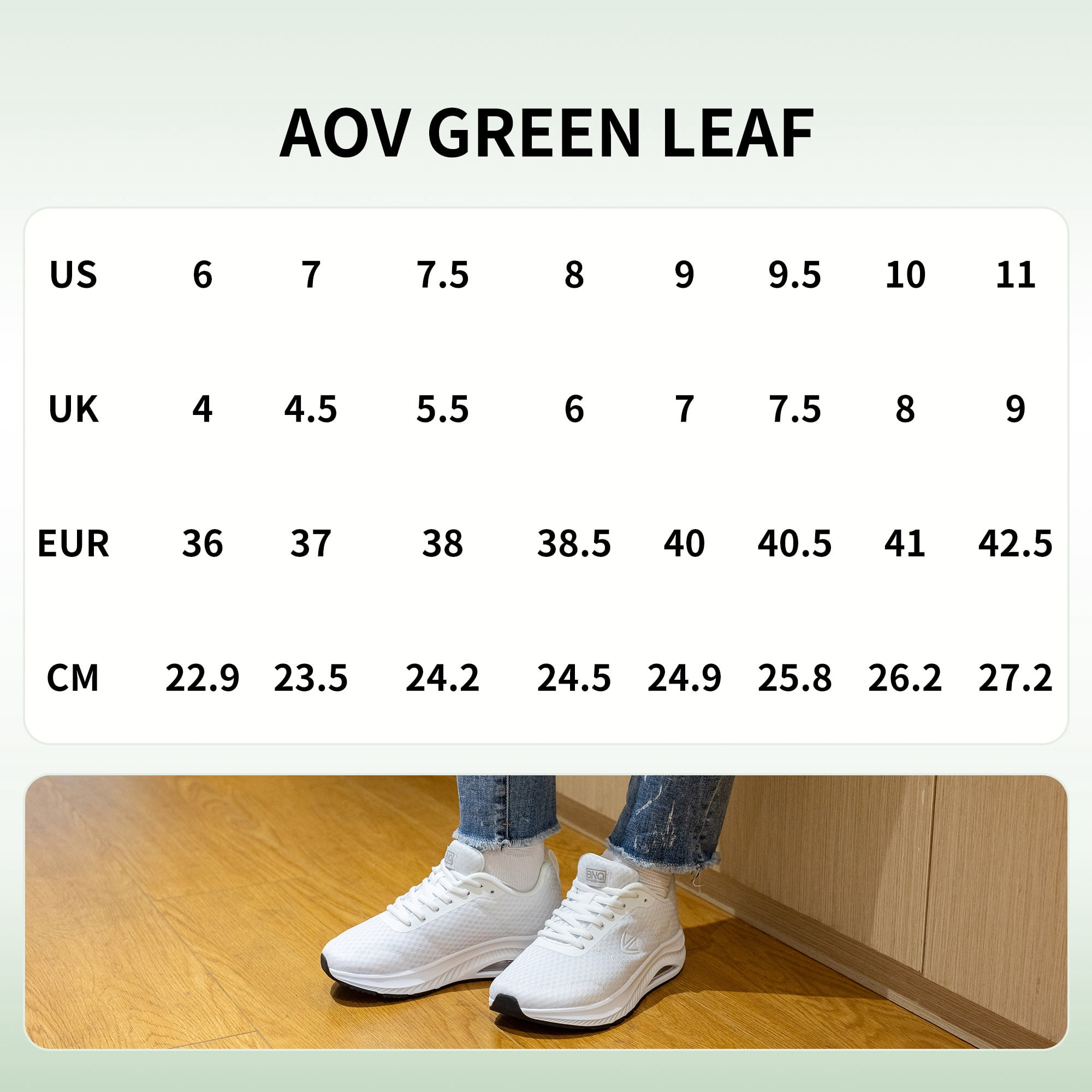 AOV GREEN LEAF Wide Toe Box Shoes Women Arch Support Walking Shoes Athletic Tennis Wide Width Sneakers for Plantar Fasciitis US 6-11