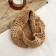 thumbnail image 3 of Bolso de bolso de gran capacidad para mujeres Bolso de mano con panel de tejido con estilo (marrón), 3 of 9