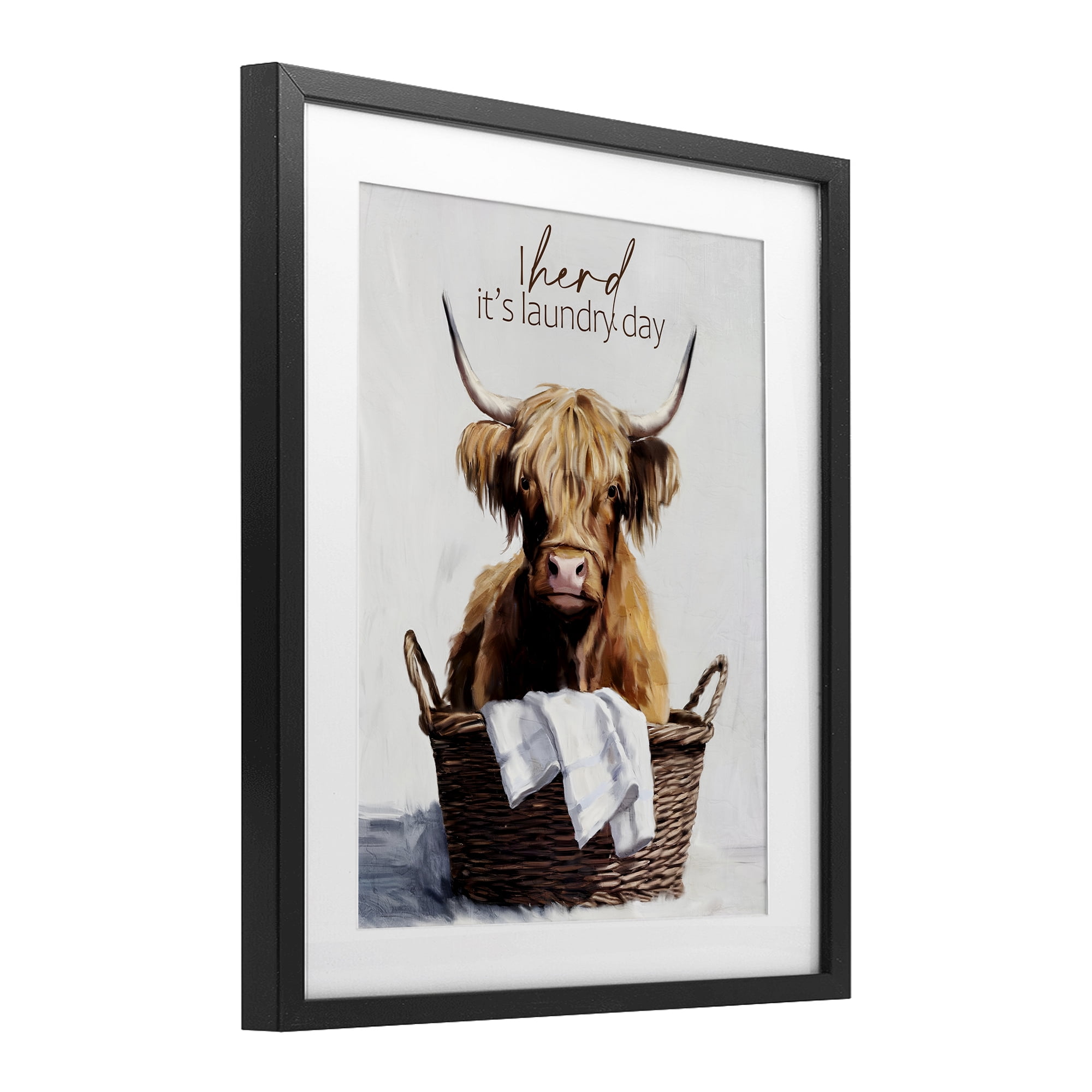 Herd It's Laundry Day Black Framed Print Under Glass, design by Kim Allen