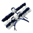 thumbnail image 3 of MasteelfCA Bridal Wedding Garter Lace Ribbon Flower Garters Decorations for Bride and Bridesmaid (Dark Blue), 3 of 7