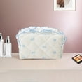 thumbnail image 5 of Unique Bargains 1 Pc Lace Bow Ruffles Makeup Bag for Everyday Use 3.15 in Blue, 5 of 5