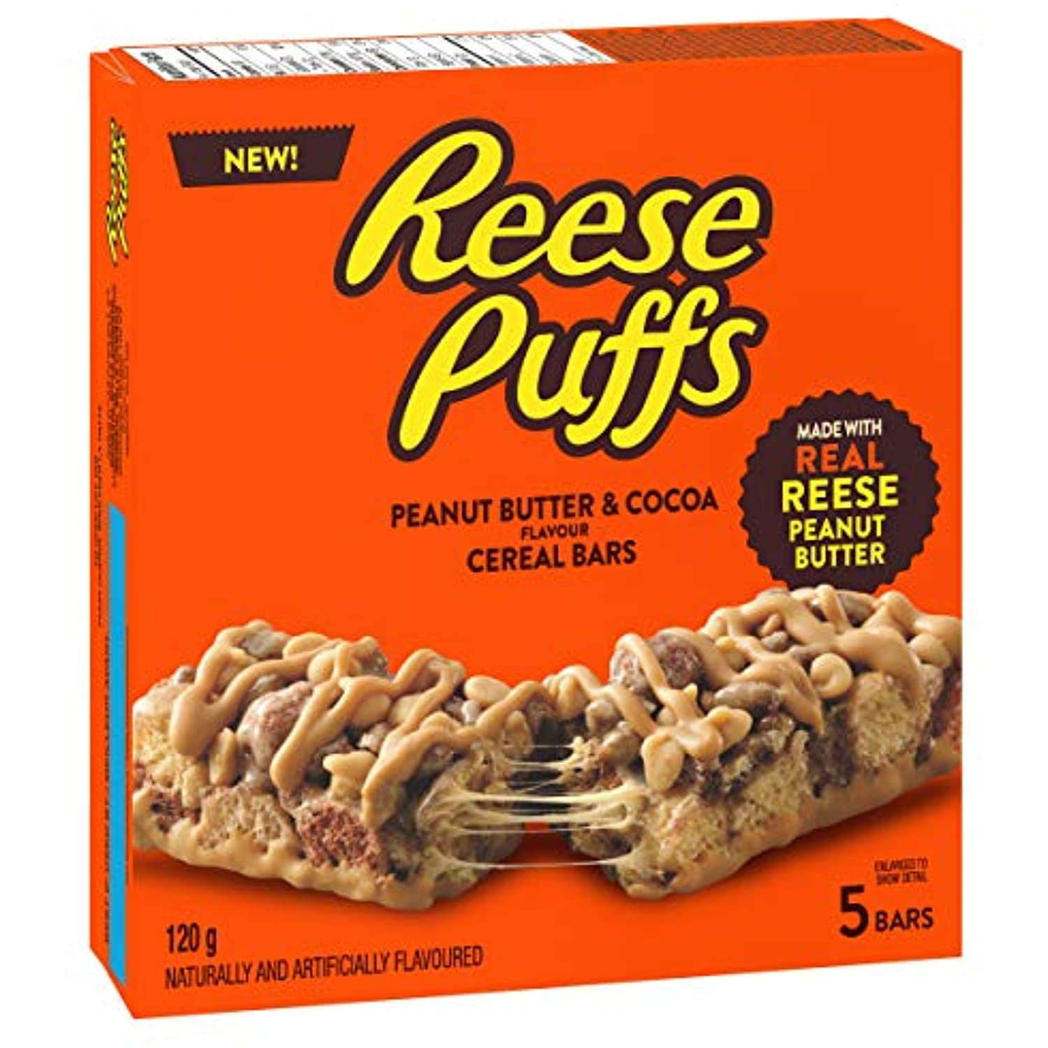 Reese Puffs Treats Peanut Butter & Cocoa Cereal Bars 120g/ 4.2oz Box